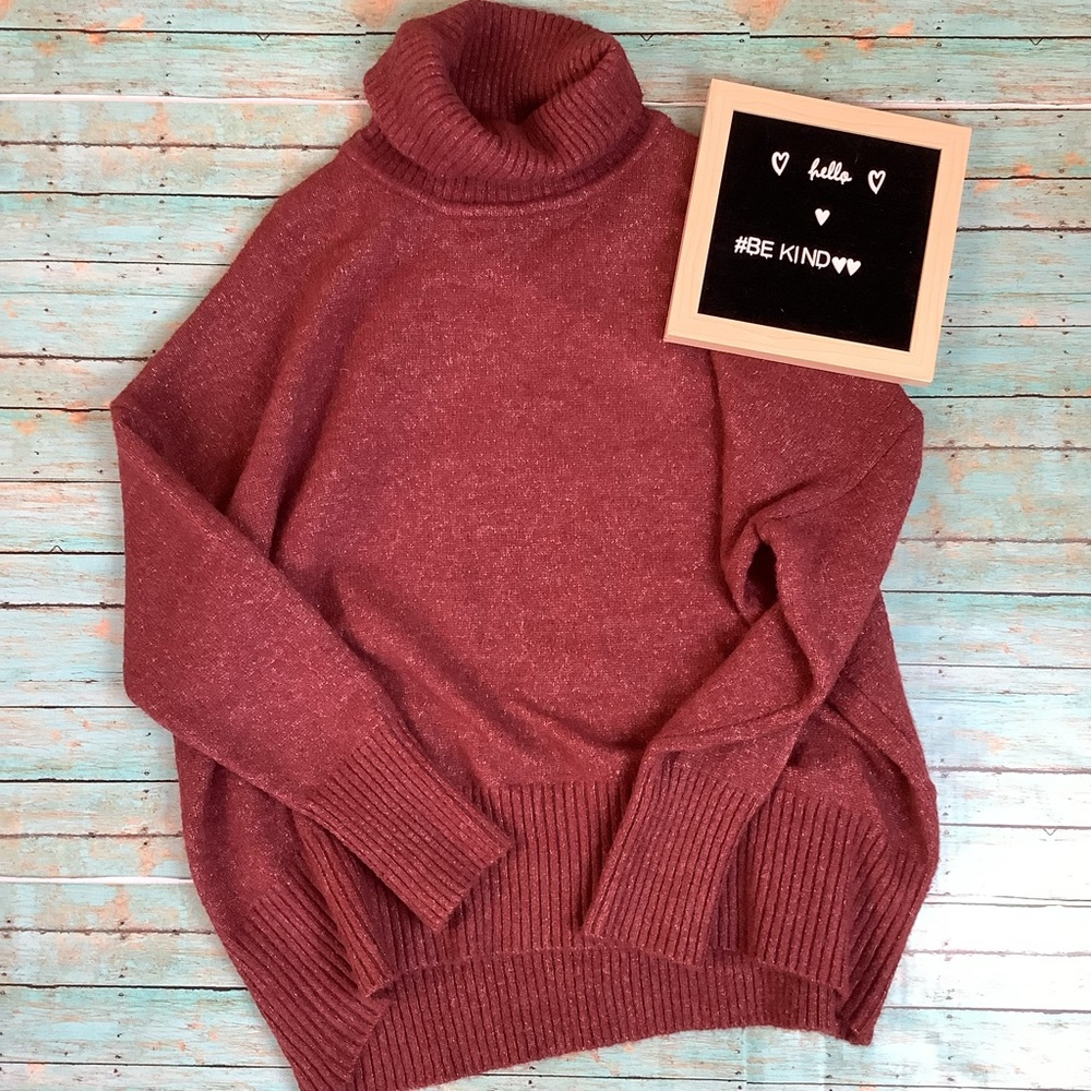 William Rast red/orange turtleneck oversized sweater size large